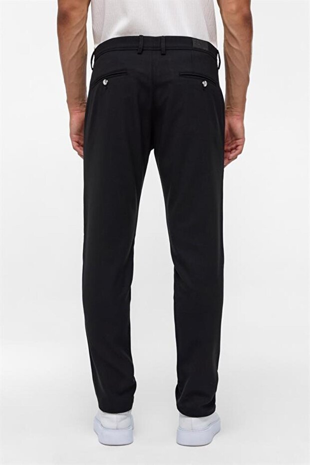 Siyah Slim Desenli Pantolon - 5