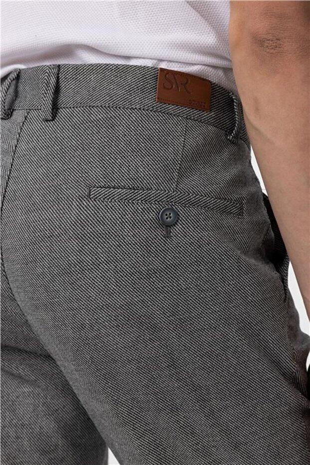 Siyah Regular Armürlü Pantolon - 5