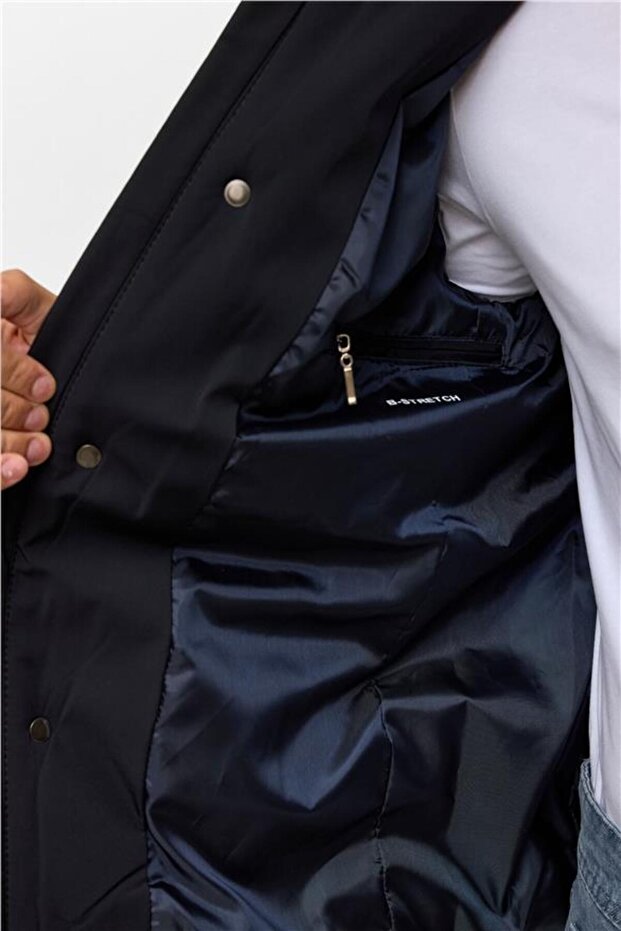 Lacivert Slim Düz Mont - 8