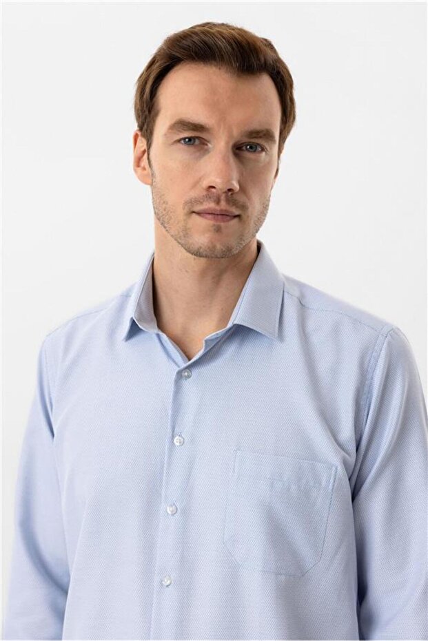 Köşeli Manşet Regular Armürlü Gömlek - 3