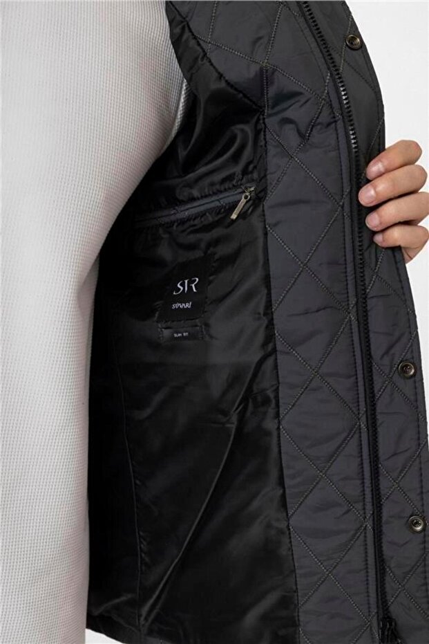 Haki Slim Kapitone Dik Yaka Mont - 6