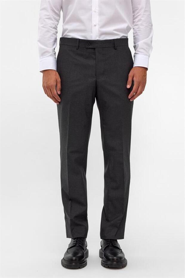 Antrasit Regular Düz Pantolon - 4