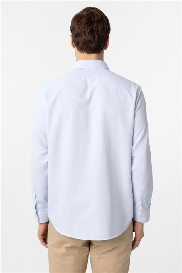 Köşeli Manşet Regular Armürlü Gömlek - 5