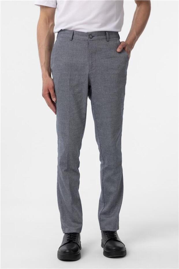 Lacivert Regular Armürlü Pantolon - 2