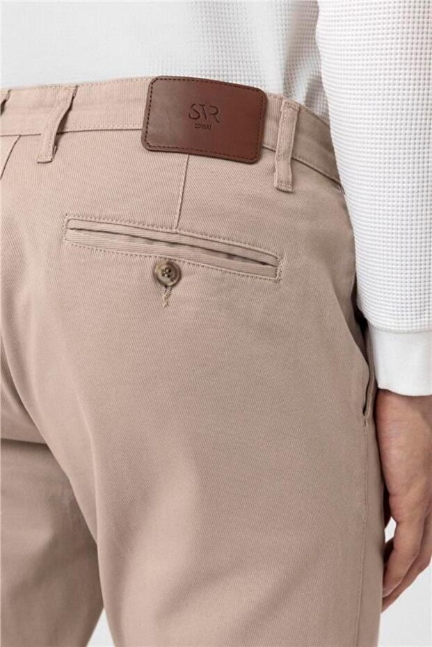 Bej Regular Armürlü Pantolon - 3