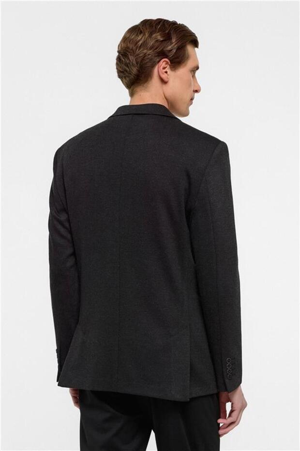 Siyah Regular Mono Yaka 6 Drop Ceket - 8