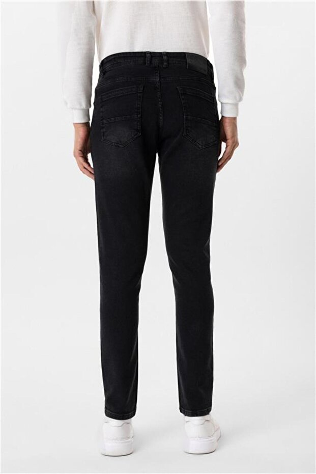 Siyah Slim Denim Pantolon - 7