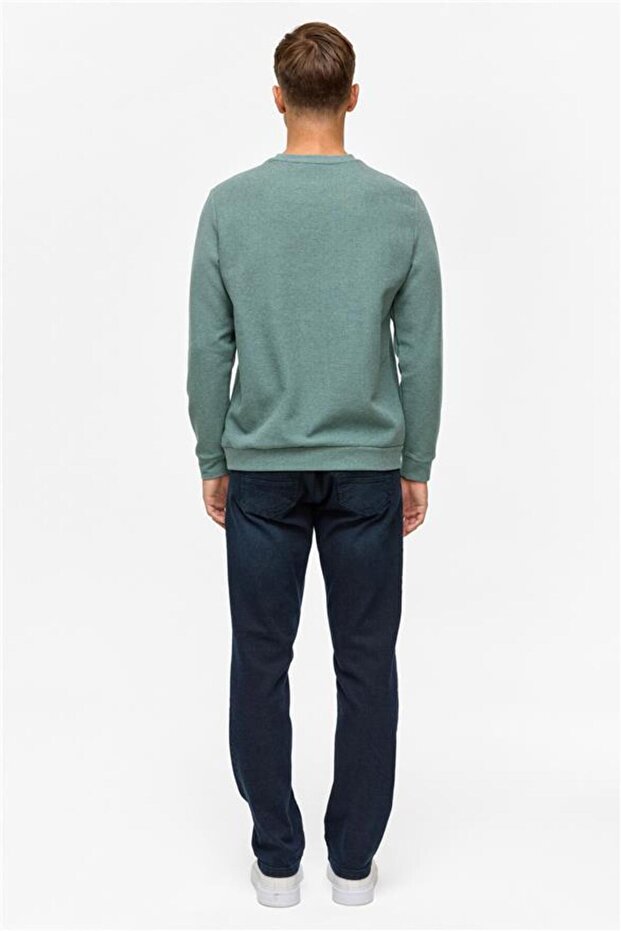 Haki Regular Düz Bisiklet Yaka Sweatshirt - 7