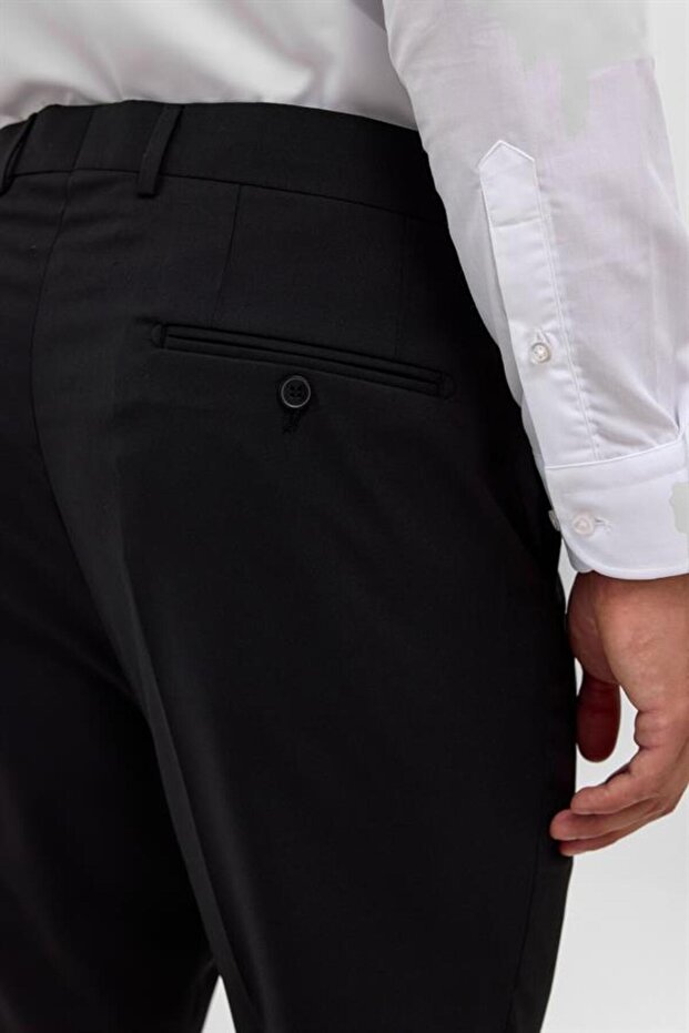 Siyah Regular Düz Pantolon - 6