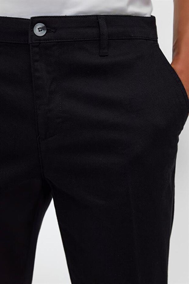 Siyah Regular Armürlü Pantolon - 4