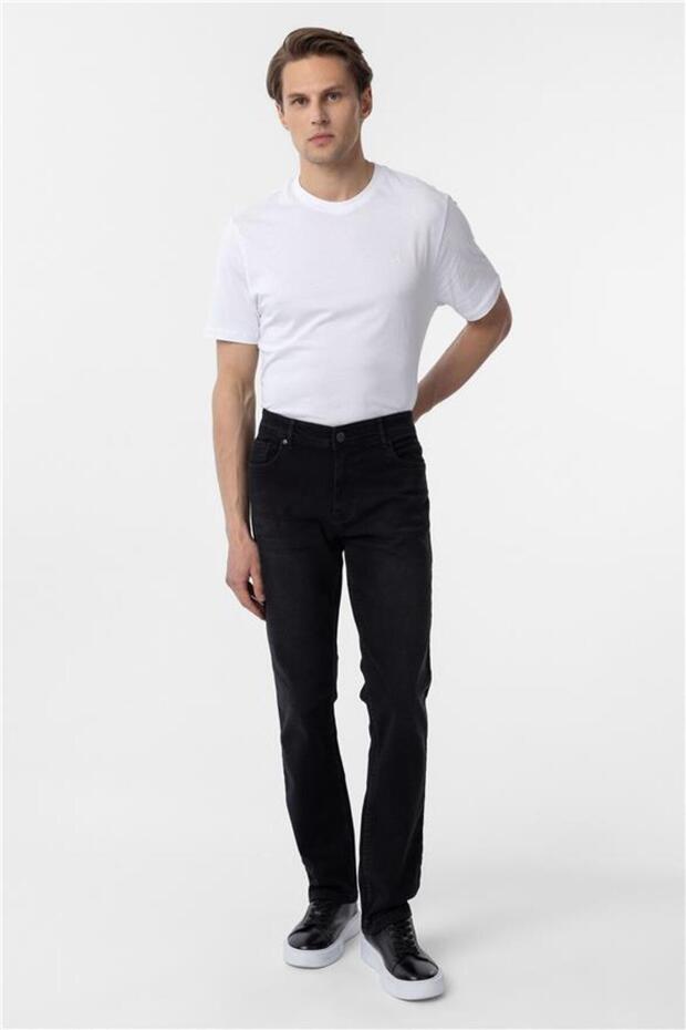 Siyah Regular Denim Pantolon - 1