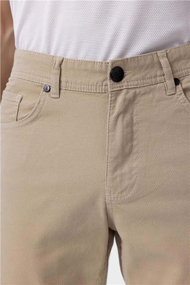 Bej Slim Düz Pantolon - 4