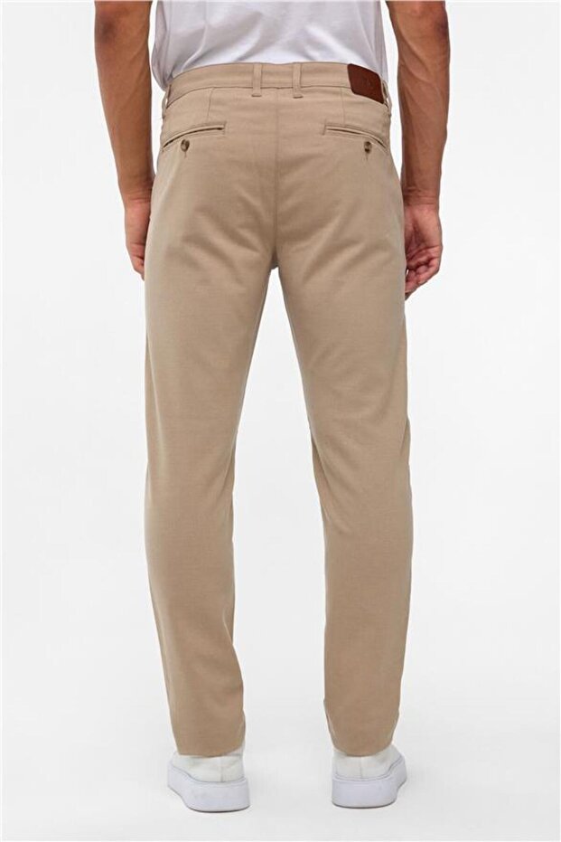 Bej Slim Desenli Pantolon - 5