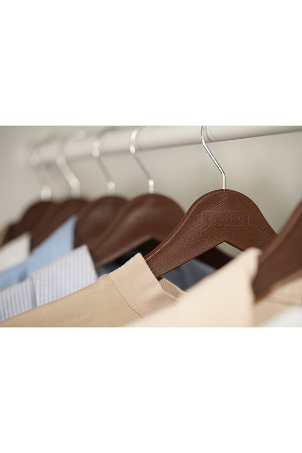 12 Adet Ahşap Görünümlü Plastik A Kalite Askı - 7