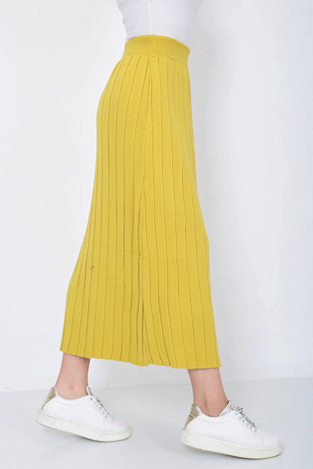 Kadın Triko Etek Oversize Hardal - 6