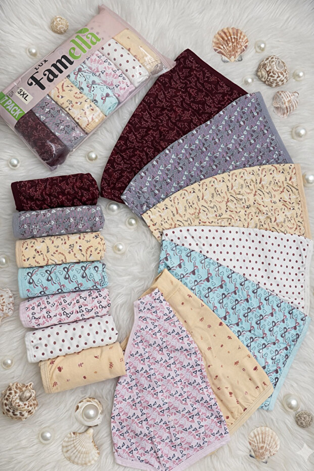 Women's 7-Pack Patterned Cotton High-Waist Bato Briefs (Assorted Patterns)