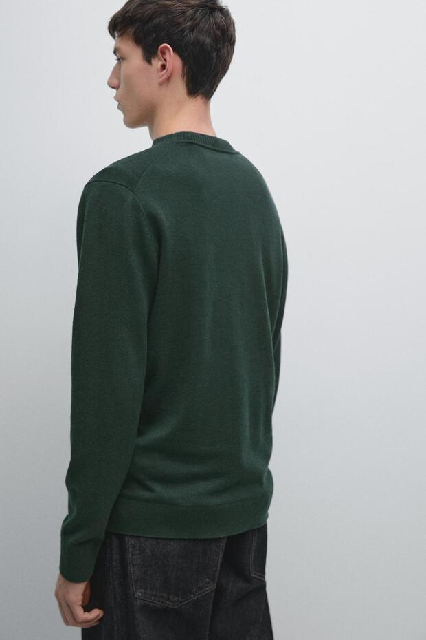 Bisiklet yaka pamuklu yünlü triko kazak - 3