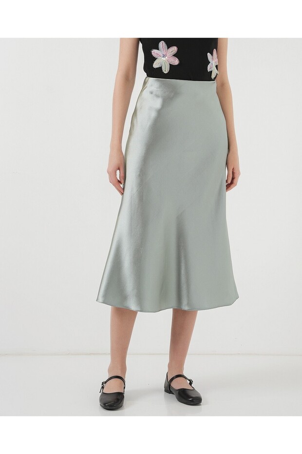 15806 Satin Skirt - Çağla
