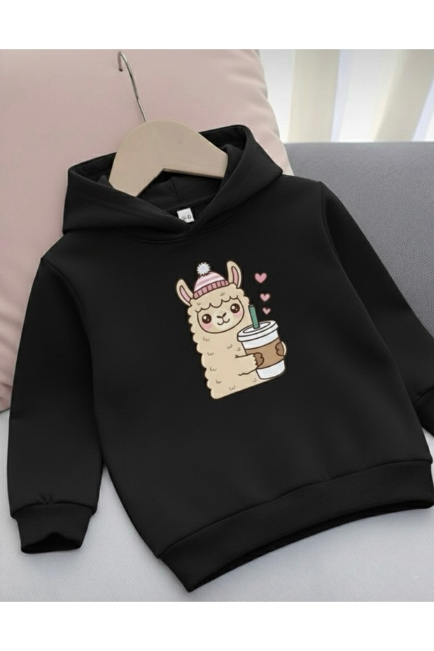 100% Cotton Cute Lama Printed Children's Hoodie
