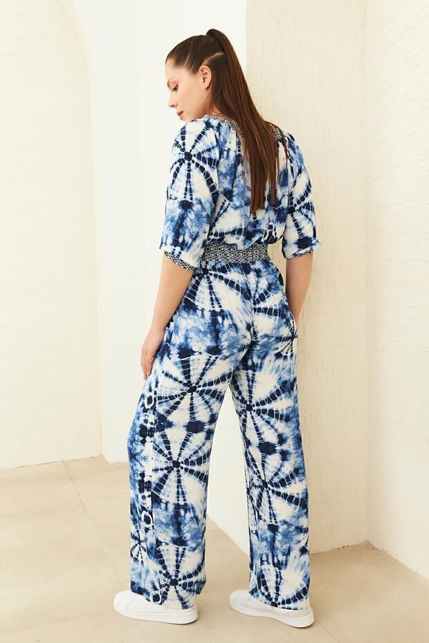 بنطلون منسوج من الفيسكوز منقوش - 7