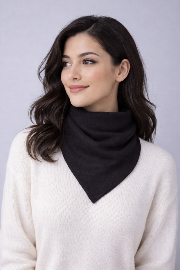 Tek Renk Triko Fular - 2