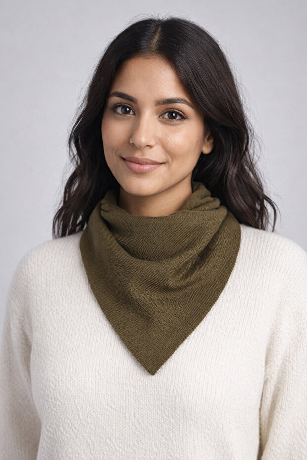 Tek Renk Triko Fular - 1