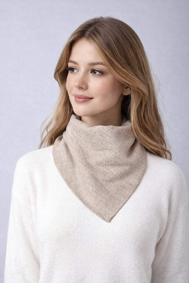 Tek Renk Triko Fular - 2