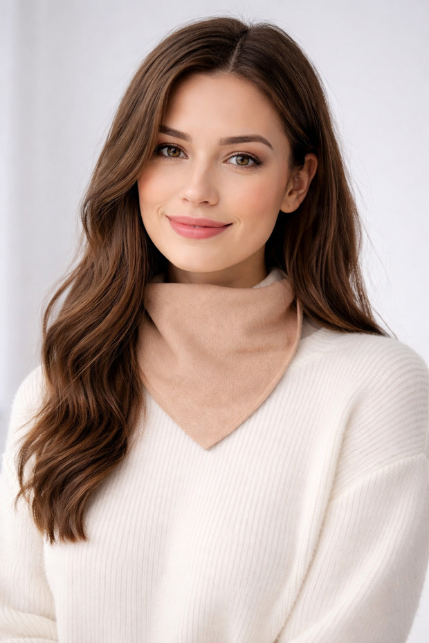 Tek Renk Triko Fular - 3