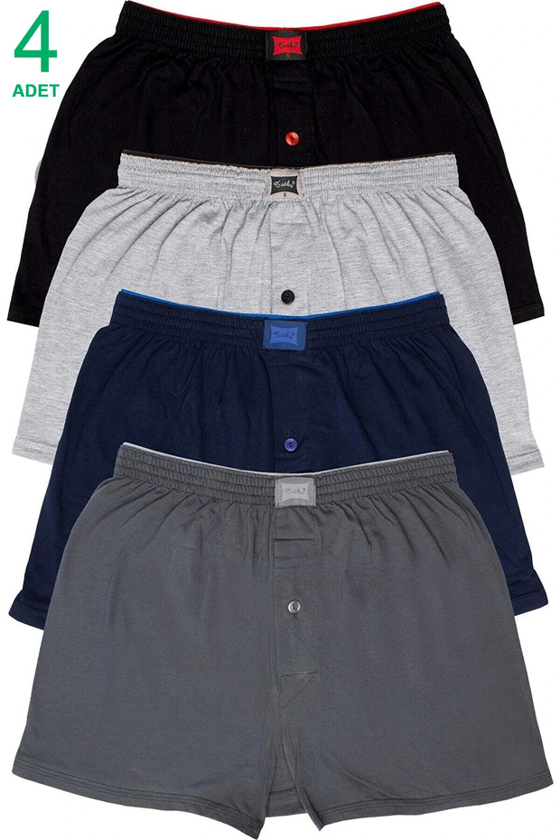 Erkek Gri Penye Düz Boxer 4'lü - 1