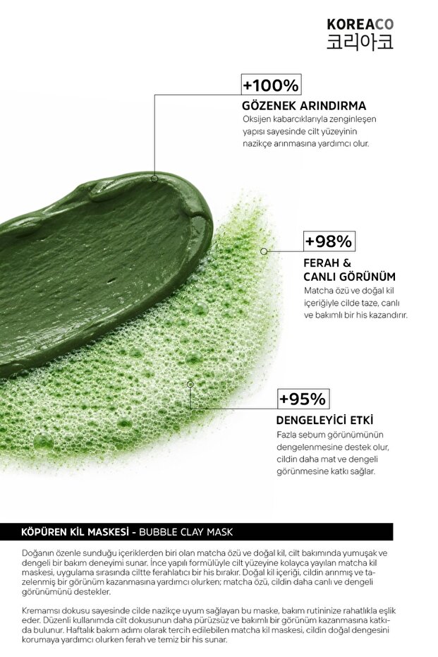 Matcha Mucize Bubble Clay Yüz Maskesi | Gözenek Temizleyici Yenileyici Köpüren Yüz Maskesi 100 ml - 3