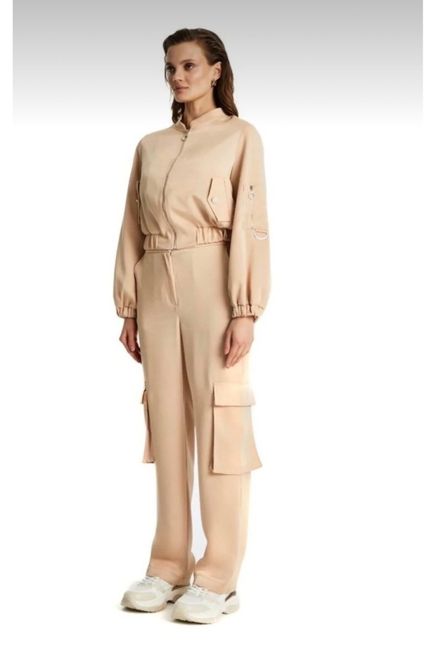 Bej Kargo Cep Pantolon - 1