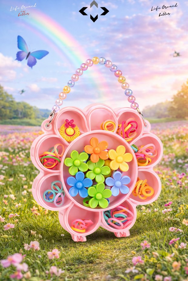 Girl's Hair Clip Set with Bag, Colorful Patterned Snap Clips, Plush and Figured Kawai Doll Clip Organizer
