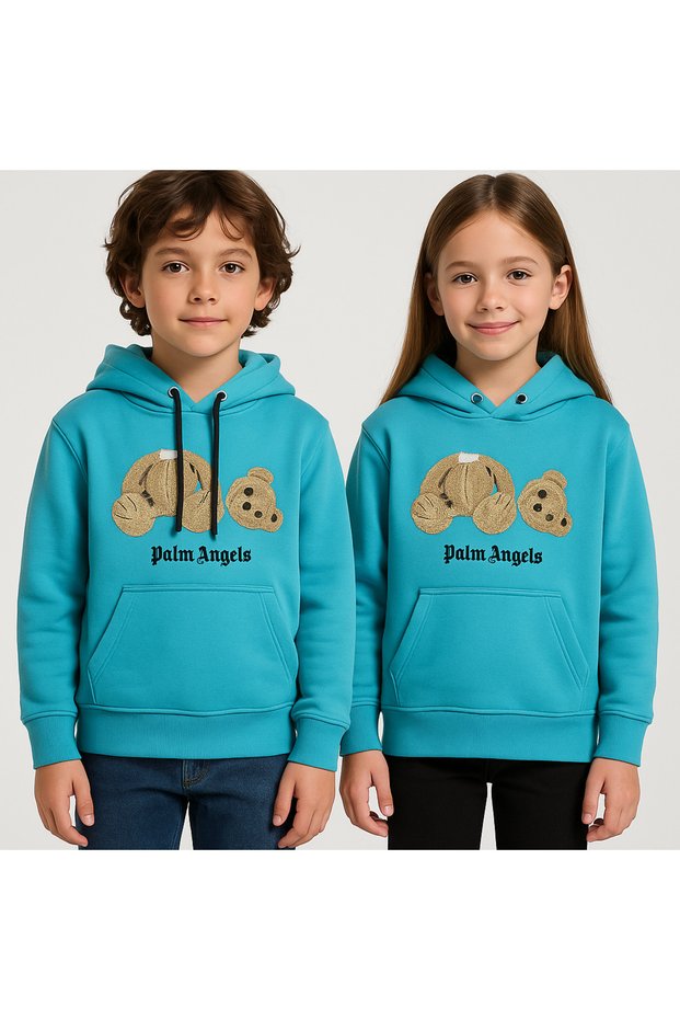 Children's Unisex Girls/Boys Hooded Teddy Bear Printed 100% Cotton Sweatshirt (3-15 Years)