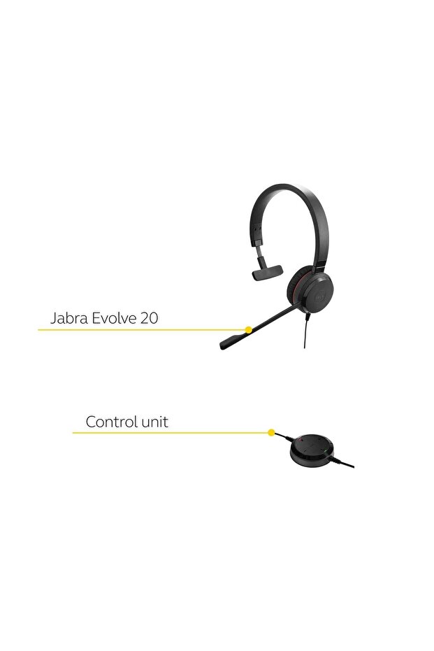 Evolve 20 Mono USB NC MS Kulak Üstü Kulaklık (Jabra Türkiye Garantili) - 3