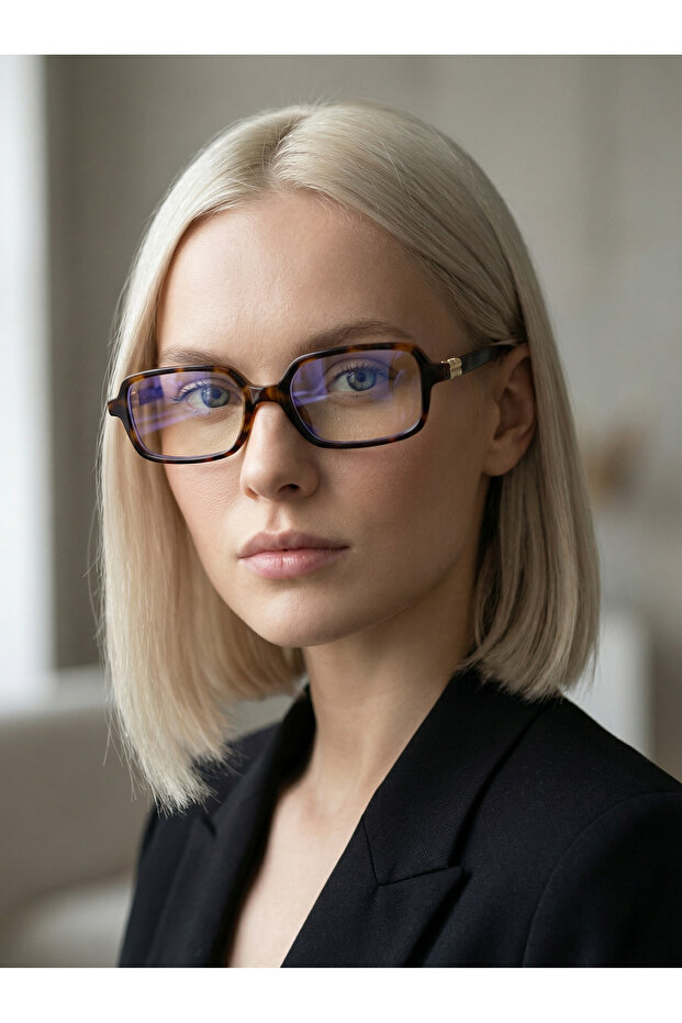 نظارات مستطيلة الشكل باللون الأزرق الفهدية للحماية من الضوء - 1