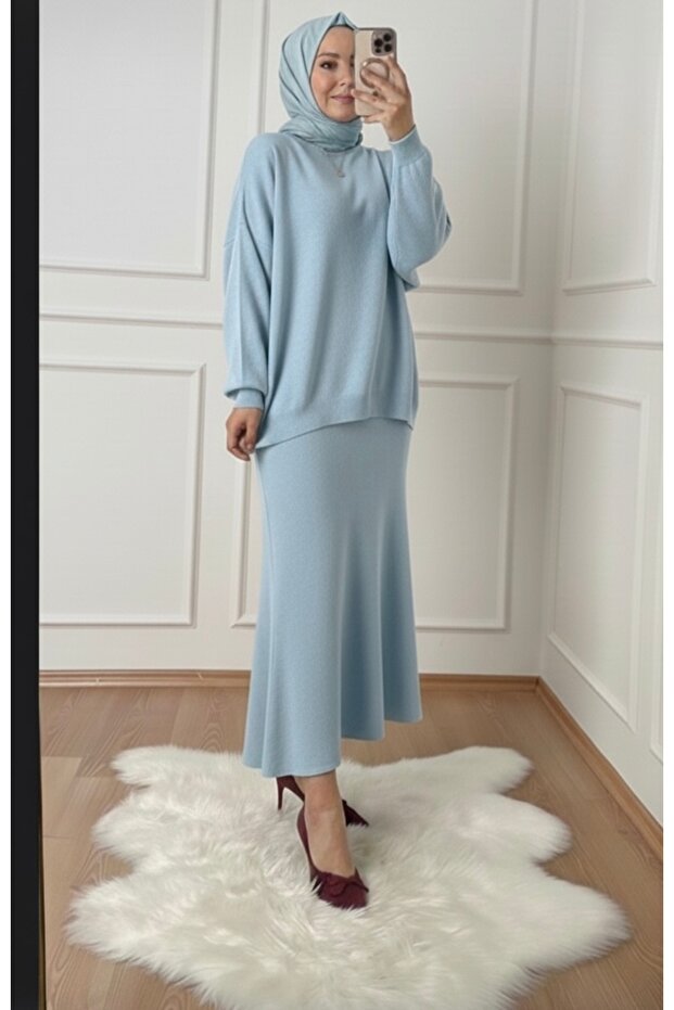 knit set women's skirted sweater set modest set