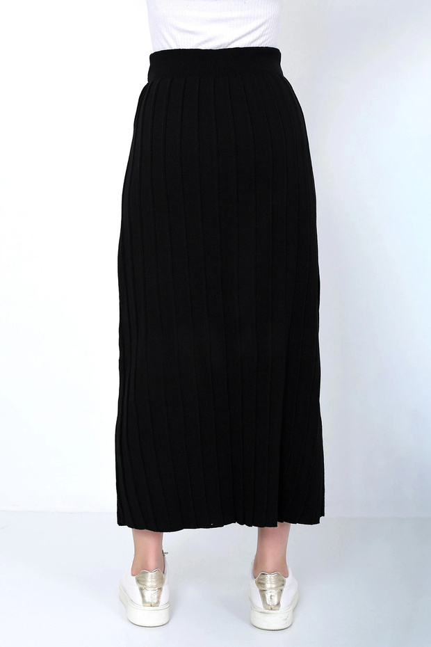 Kadın Triko Etek Oversize Siyah - 6