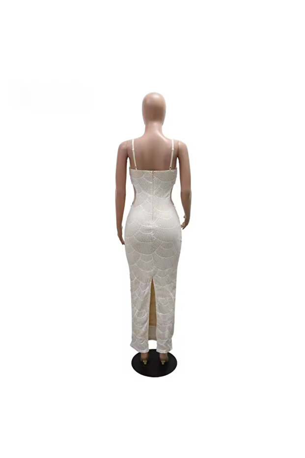 İncili Midi Elbise - 6