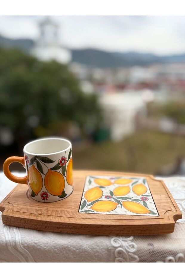 كوب تقديم خشبي مصنوع يدويًا بنمط الليمون - 6