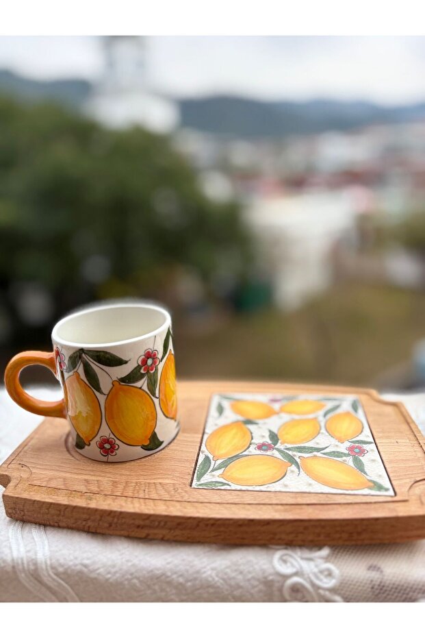 كوب تقديم خشبي مصنوع يدويًا بنمط الليمون - 3