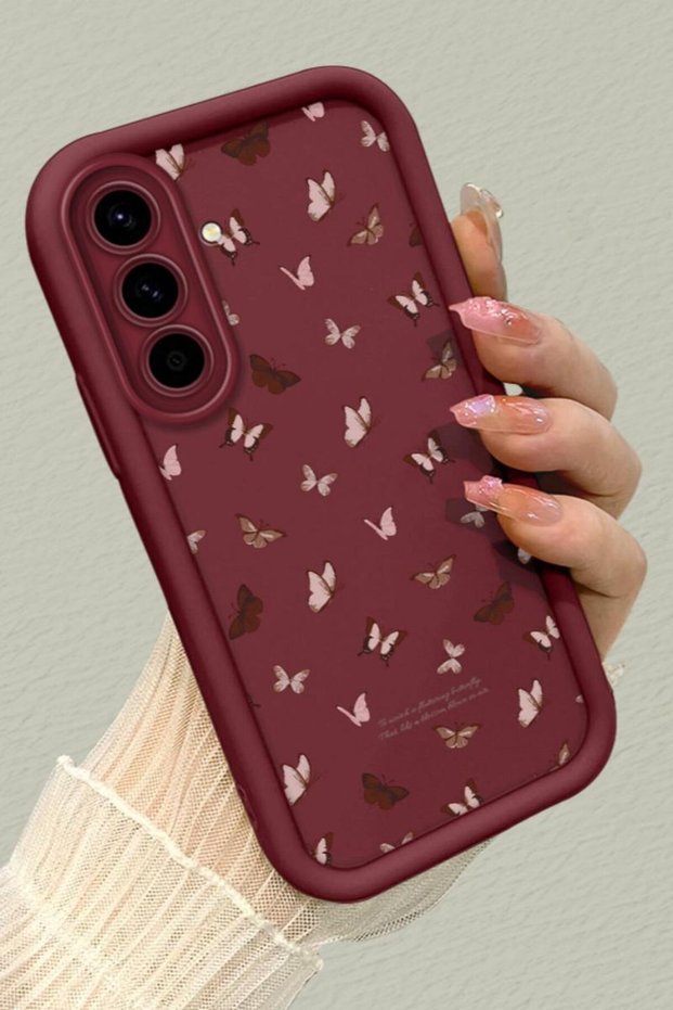 Samsung Galaxy A36 Compatible Silicone Material Shockproof Simple Burgundy Phone Case