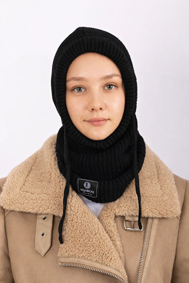 Balaklava Knitwear Beret - Black