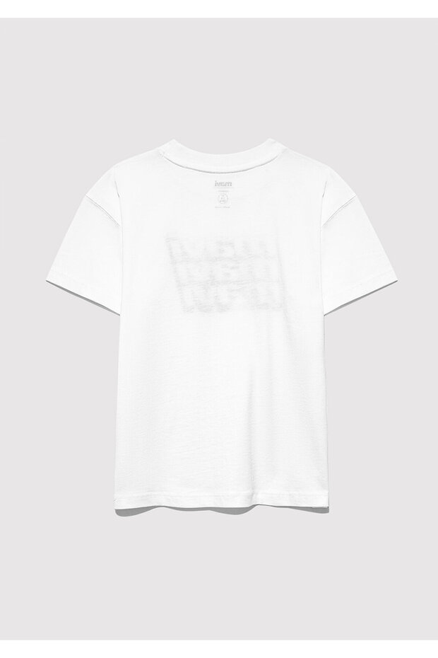 Logo Baskılı Ekru Tişört Loose Fit / Bol Rahat Kesim 6610284-70057 - 3