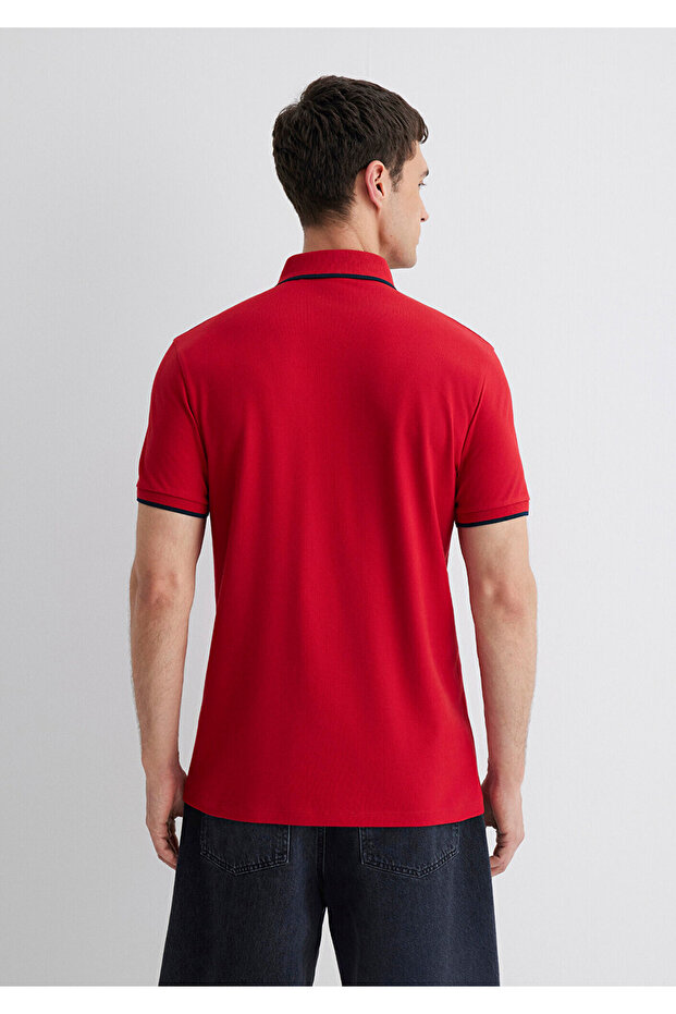 Červené polo tričko s detaily na límci, střih Fitted / přiléhavý střih 062373-28441 - 5