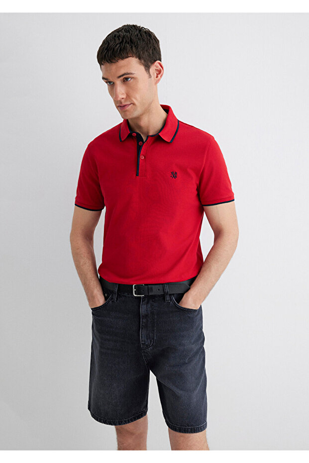 Červené polo tričko s detaily na límci, střih Fitted / přiléhavý střih 062373-28441 - 2