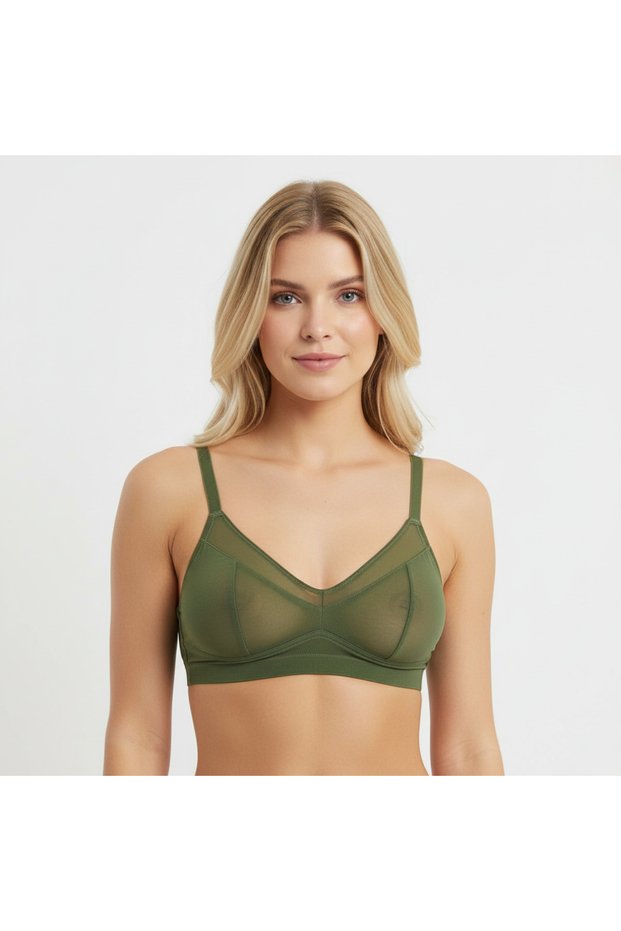 Women's Tulle Transparent Wire Free Sports Bra Bb2059