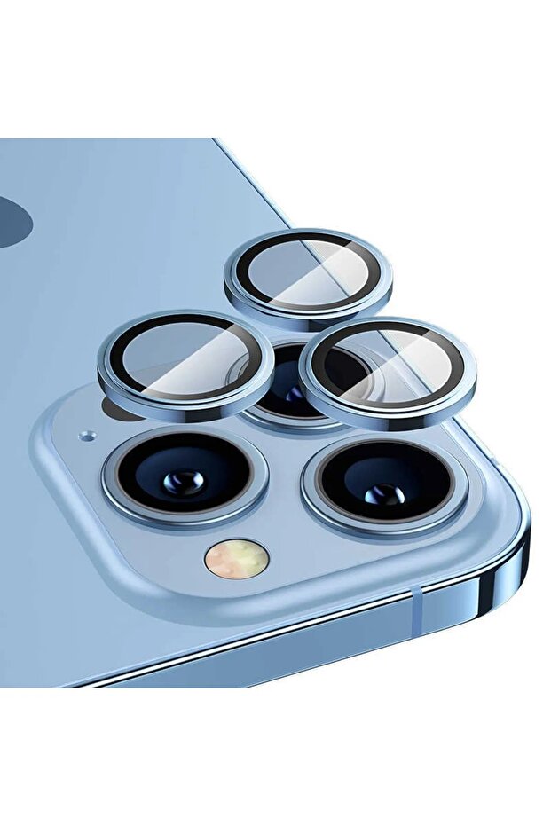 واقي عدسة الكاميرا المتوافق مع هاتف iPhone 13 Pro-13 Pro Max، زجاج مقسى - أزرق سييرا