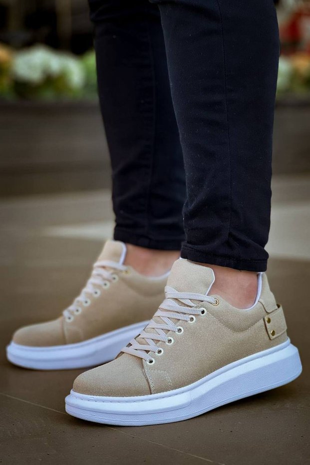Kb047 Men's Casual Lace-Up Suede Sports Sneaker Shoes Sbt - Beige