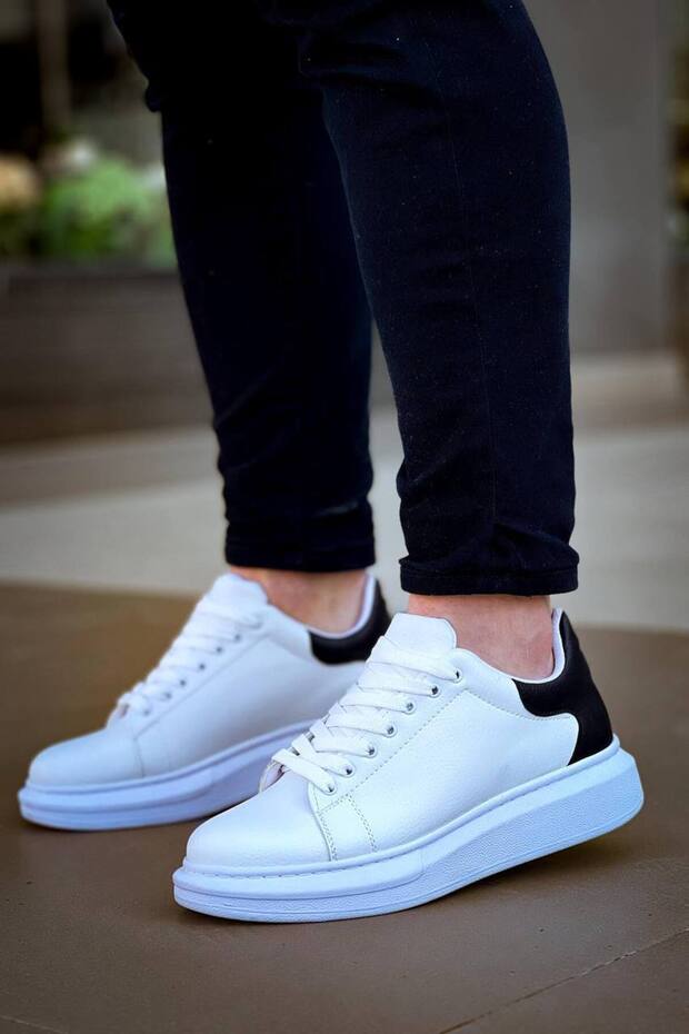 Kb-X500 Men's Casual Lace-Up Leather Sports Sneaker Shoes Cbt - White/Black
