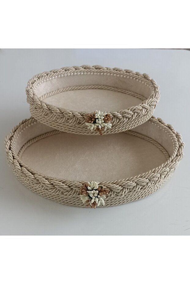 Oval Double Woven Basket with a Girl on It, Tk Organizer, Gift, Bohçalık, Dowry Basket